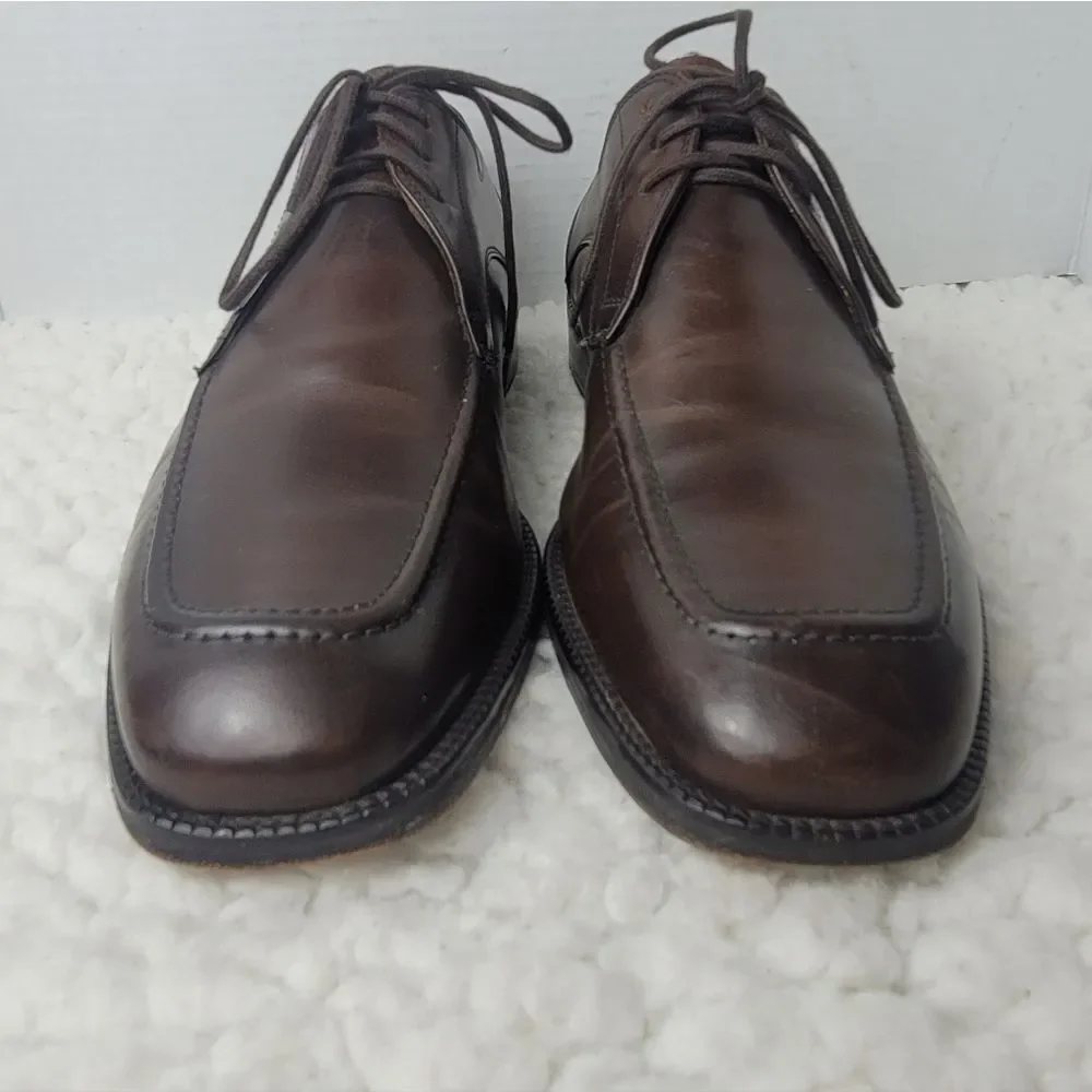 Cole Haan Brown Burnished Leather Apron Toe Derby 8.5M Mens Dress Office Shoes